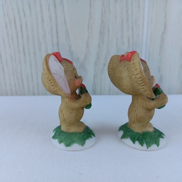 Vintage 80s Lefton 02477 Christmas Mouse mice Wreath tiny figure bow big ear - Picture 7 of 9